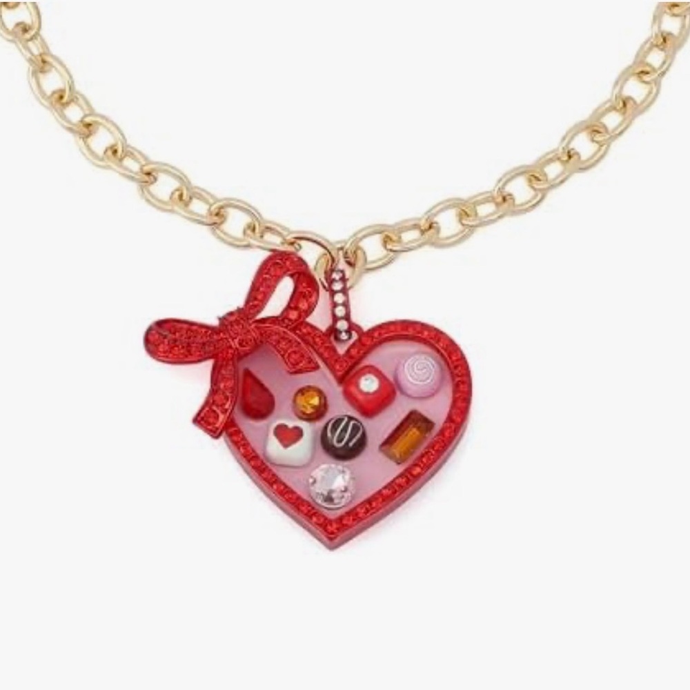 Betsey Johnson Women's Love Spell Heart Chocolate Box Pendant Necklace - Picture 2 of 5